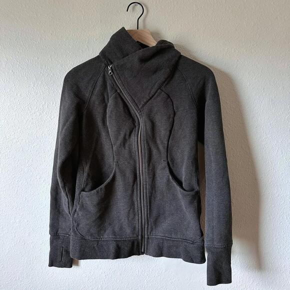 Lululemon Cozy Cuddle Up Fleece Jacket Heathered Black / Black Size 8 EUC - Picture 4 of 9